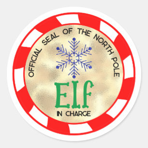 Sticker Rond Joli et drôle Elfe de Noël responsable