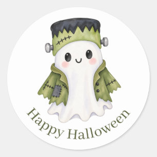 Sticker Rond Joli fantôme de Frankenstein Halloween effrayant