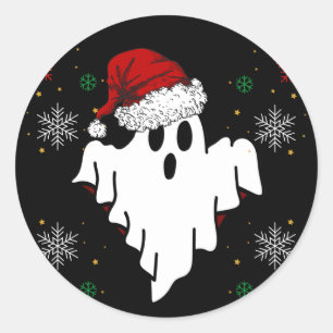 Sticker Rond Joli fantôme de Noël