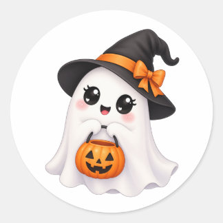 Sticker Rond Joli fantôme Halloween