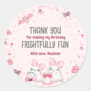 Sticker Rond Joli Fantôme Moderne Halloween fête d'anniversaire