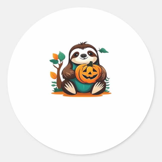Sticker Rond Joli fentes avec Citrouille Halloween Dessin Vecto (Devant)
