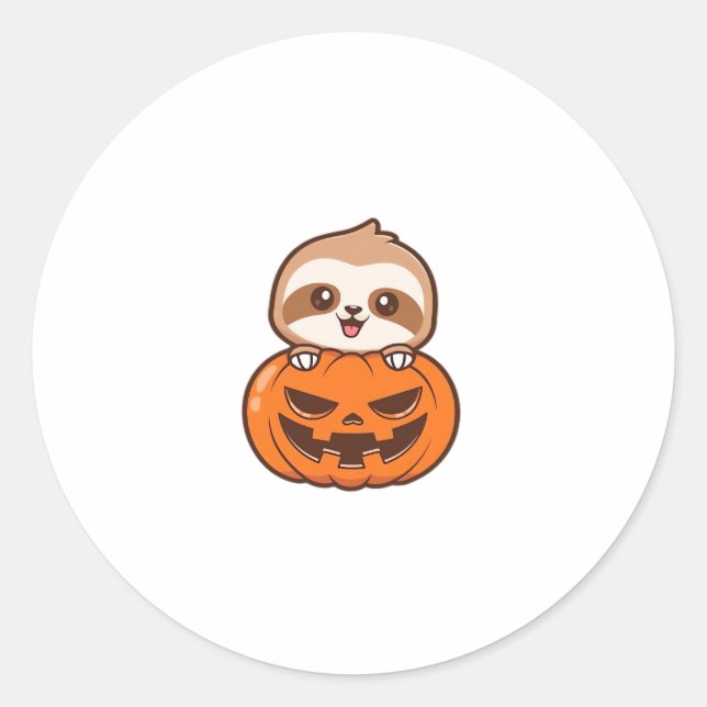 Sticker Rond Joli fentes avec Citrouille Halloween Dessin Vecto (Devant)