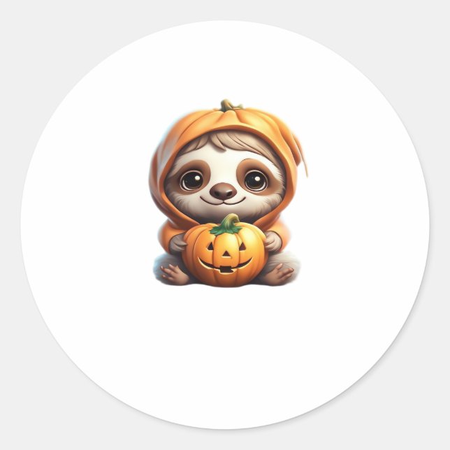 Sticker Rond Joli fentes avec Citrouille Halloween Dessin Vecto (Devant)