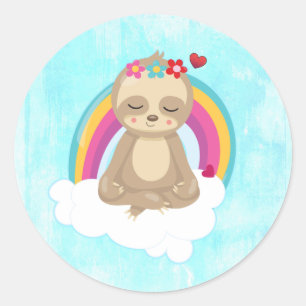 Sticker Rond Joli fentes Brown, Méditant sur un nuage
