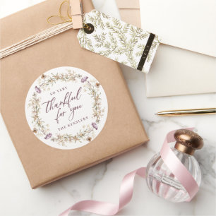 Sticker Rond Joli Fleur sauvage D'Automne Wreath Merci Pour Vou