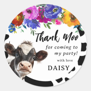 Sticker Rond Joli floral 'Vache Sainte' Merci Moo