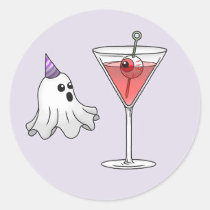Sticker Rond Joli Ghost & Cocktail Déplaisant