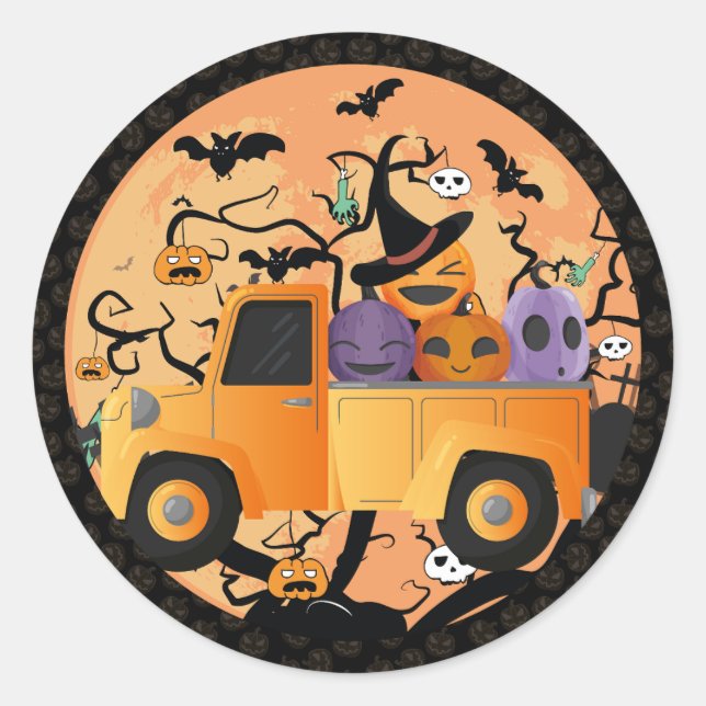 Sticker Rond Joli Halloween Citrouille (Devant)