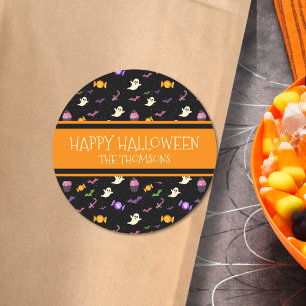Sticker Rond Joli Halloween noir couleur mignonne
