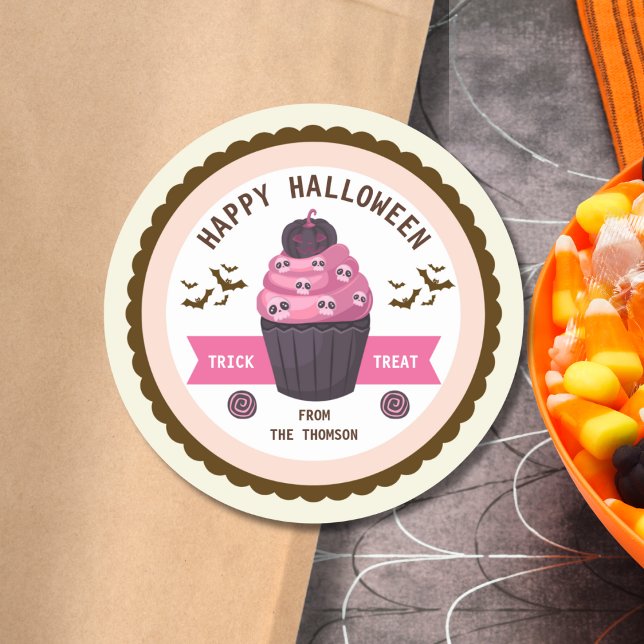 Sticker Rond Joli Halloween Pink Pastel (Créateur téléchargé)