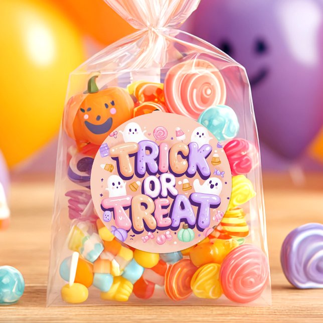 Sticker Rond Joli Halloween "Trick or Treat" (Créateur téléchargé)