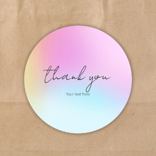 Sticker Rond Joli Holographe Pastel Merci arc-en-ciel unique