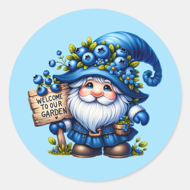 Sticker Rond Joli jardin d'accueil gnome (Devant)