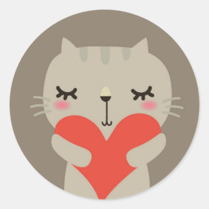 Sticker Rond Joli lapin avec amour