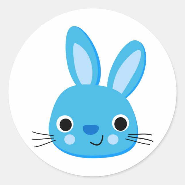 Sticker Rond Joli lapin bleu visage lapin (Devant)
