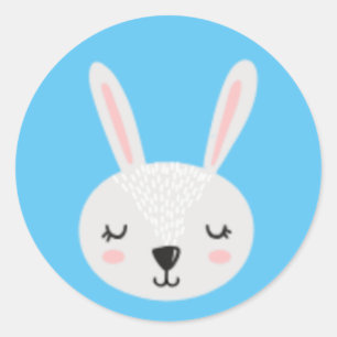 Sticker Rond Joli lapin couché