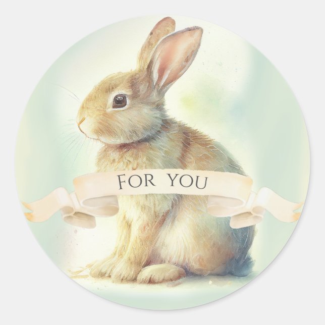 Sticker Rond Joli Lapin De Pâques Pour Vous (Devant)
