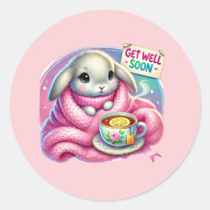 Sticker Rond Joli lapin de rétablissement 