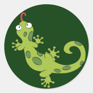 Sticker Rond joli lézard caricaturé