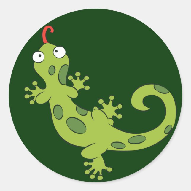 Sticker Rond joli lézard caricaturé (Devant)