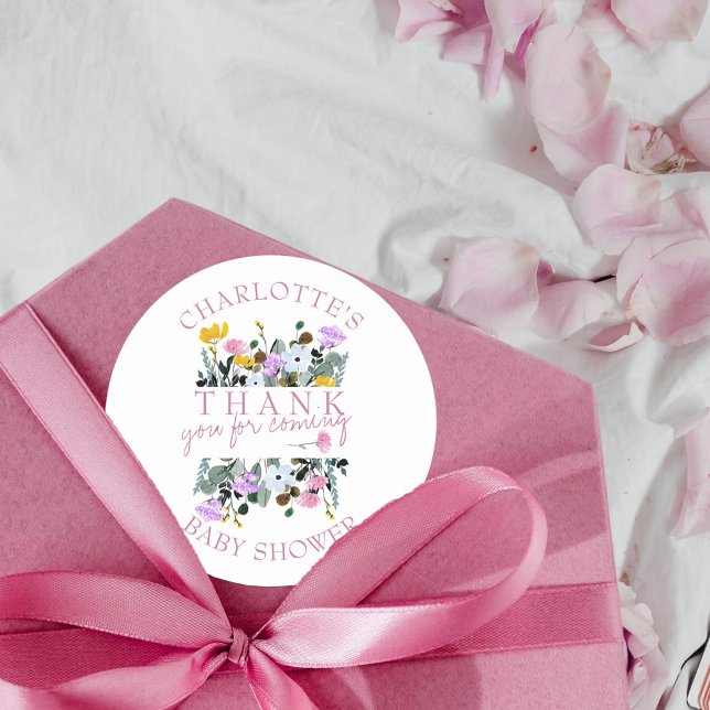 Sticker Rond Joli Merci de pelouse Fleur sauvage pour venir (Thank you for coming stickers for any event from my Wildflower Lawn Collection.)