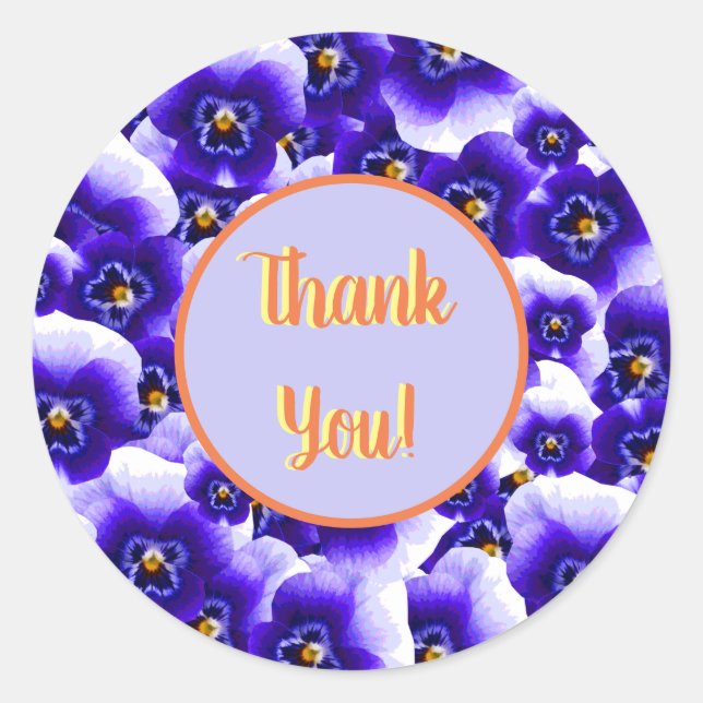 Sticker Rond Joli Motif de Merci de panneaux violets (Devant)