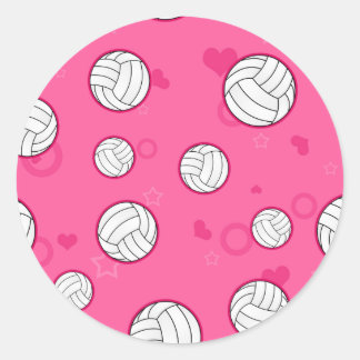 Sticker Rond Joli Motif de volley-ball rose