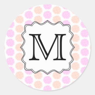 Sticker Rond Joli motif floral avec une lettre monographique pe