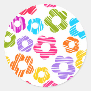 Sticker Rond Joli motif floral fleuri coloré girly joyeux