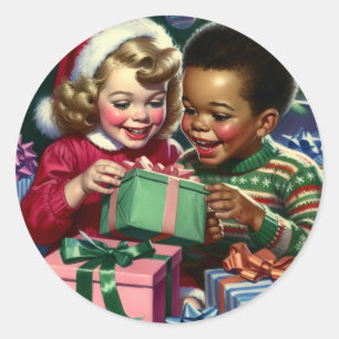 Sticker Rond Joli Noël à l'ancienne et bonne année