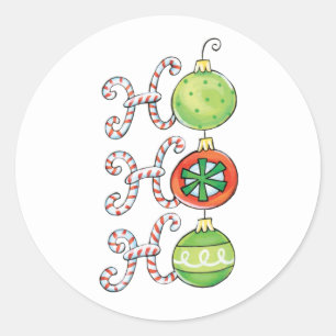 Sticker Rond Joli Noël Ho Ho Ho, Sucres de canne Ornements