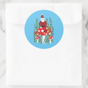 Sticker Rond Joli Noël Père Noël sur Magic Champignons Whimsica