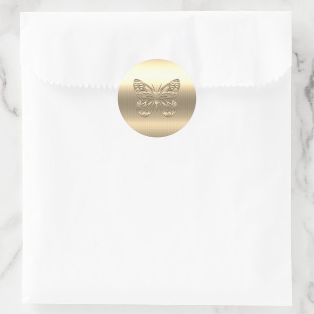 Sticker Rond Joli papillon d'or (Sac)
