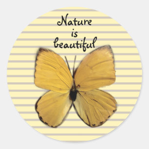 Sticker Rond Joli papillon jaune
