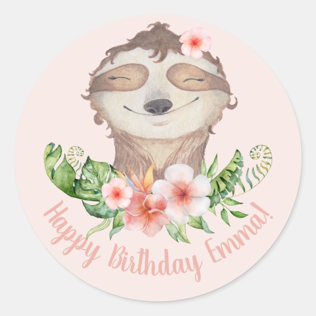 Sticker Rond Joli parfum d'anniversaire heureux personnalisé (Devant)