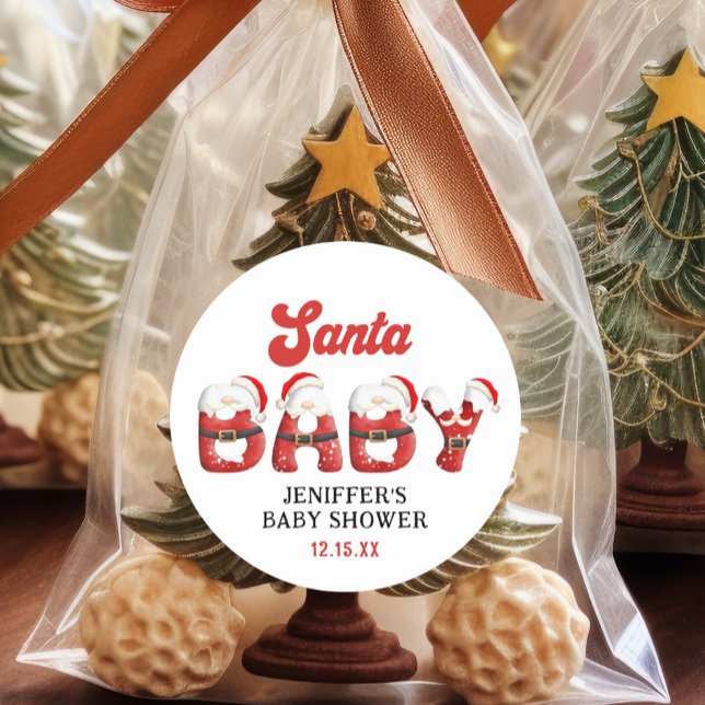 Sticker Rond Joli Père Noël Baby Christmas Baby shower de Noël (Créateur téléchargé)