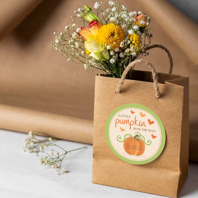 Sticker Rond Joli Petit Baby shower Citrouille (Créateur téléchargé)