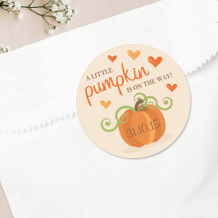 Sticker Rond Joli Petit Baby shower Citrouille