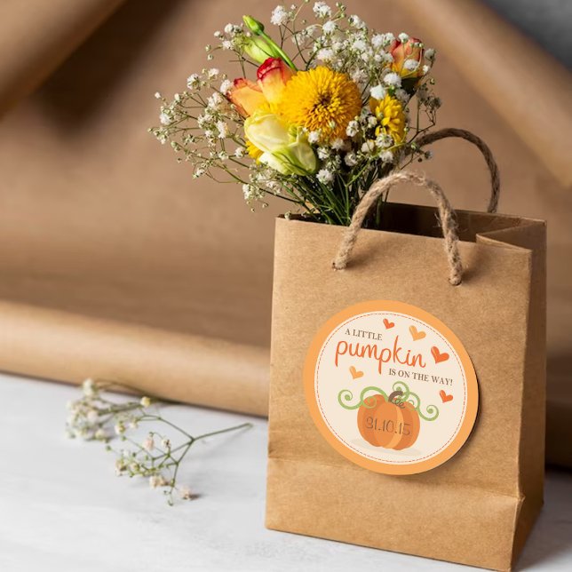 Sticker Rond Joli Petit Baby shower Citrouille (Créateur téléchargé)