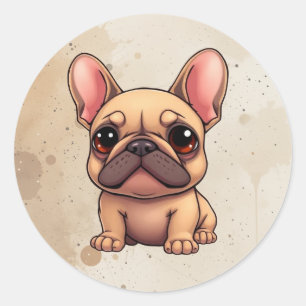 Sticker Rond Joli petit chien animal de compagnie Bouledogue fr