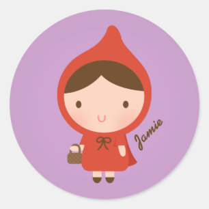 Sticker Rond Joli Petit Conte de Chaperon Rouge pour Filles