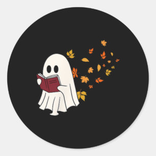 Sticker Rond Joli Petit Livre De Lecture De Fantôme Sous Les Fe