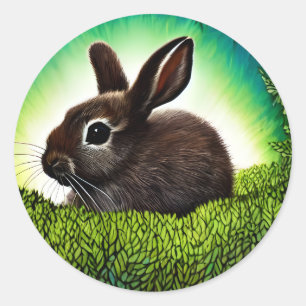 Sticker Rond Joli petit livre d'histoires Bunny