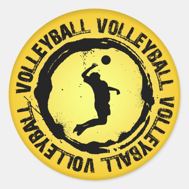 Sticker Rond Joli phoque de volley-ball (mâle) (Devant)