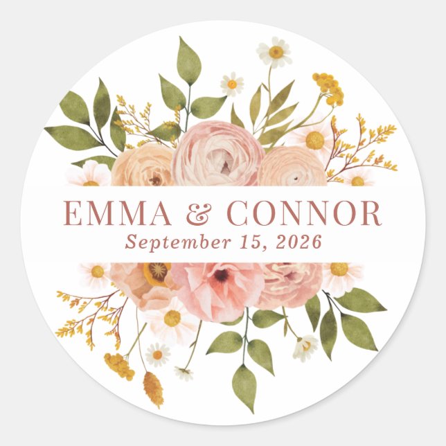 Sticker Rond Joli Pink Bohemian FlorNames (Devant)