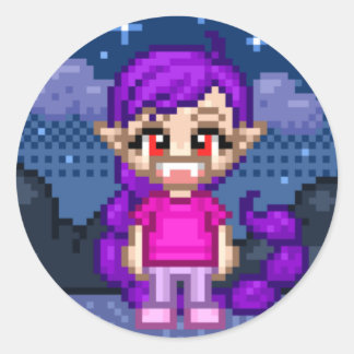 Sticker Rond Joli Pixel Feu noir
