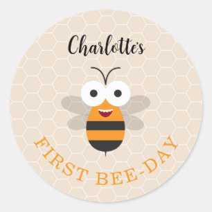 Sticker Rond Joli premier anniversaire 1er Bee-Day abeille à mi