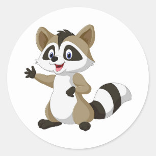 Sticker Rond Joli raton laveur animé