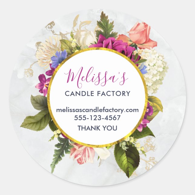 Sticker Rond Joli rose Aquarelle Fleurs Business (Devant)